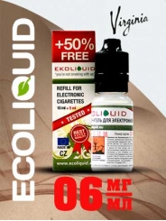 Жидкость для электронных сигарет EcoLiquid Вирджиния, 15 мл, никотин 06 мг/мл