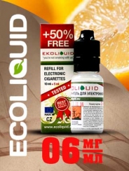 Жидкость для электронных сигарет EcoLiquid Лимон, 15 мл, никотин 06 мг/мл