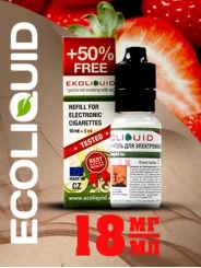 Жидкость для электронных сигарет EcoLiquid Клубника, 15 мл, никотин 18 мг/мл